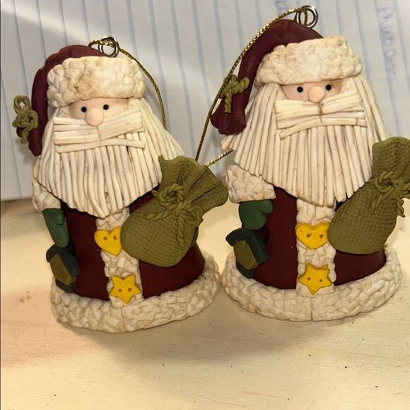 Festive Santa Claus Holiday Ornament set- Red and Cream - Picture 1 of 4